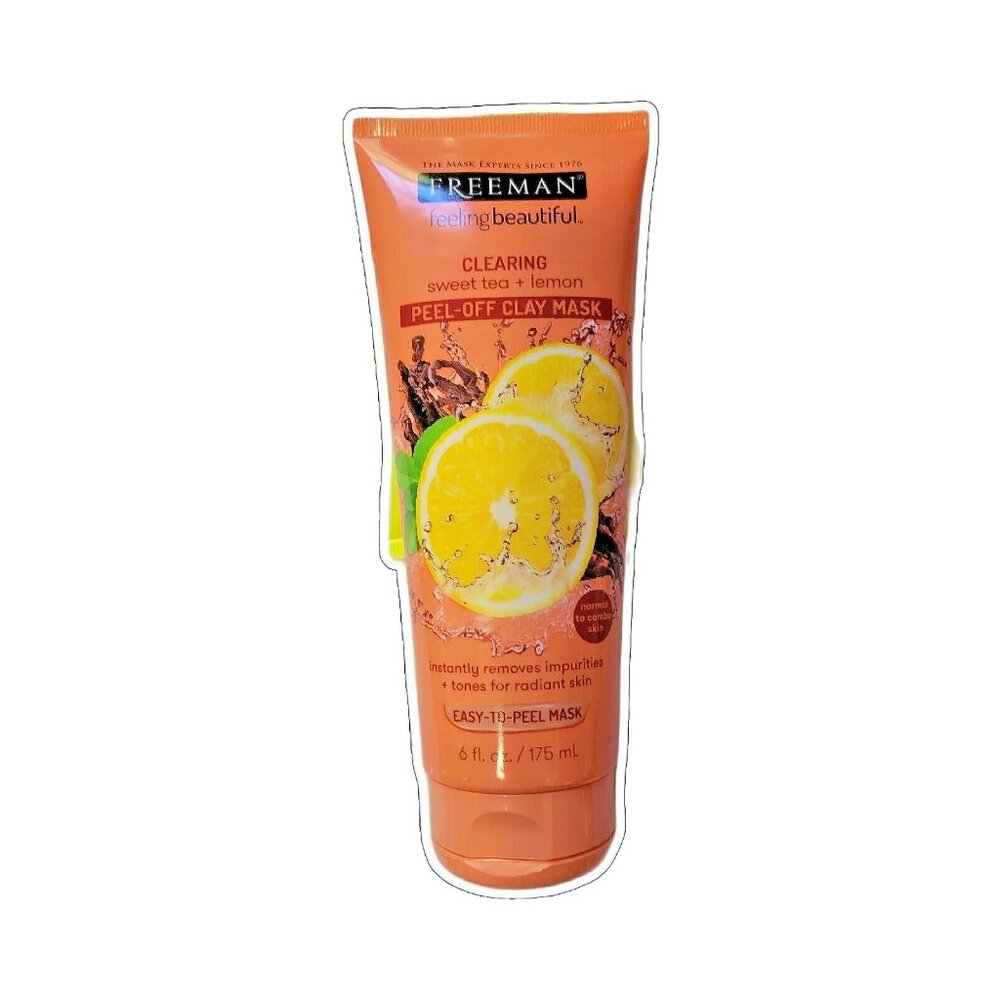 FREEMAN Clearing Sweet Tea & Lemon Peel-Off Clay Facial Mask, Antioxidant Rich S
